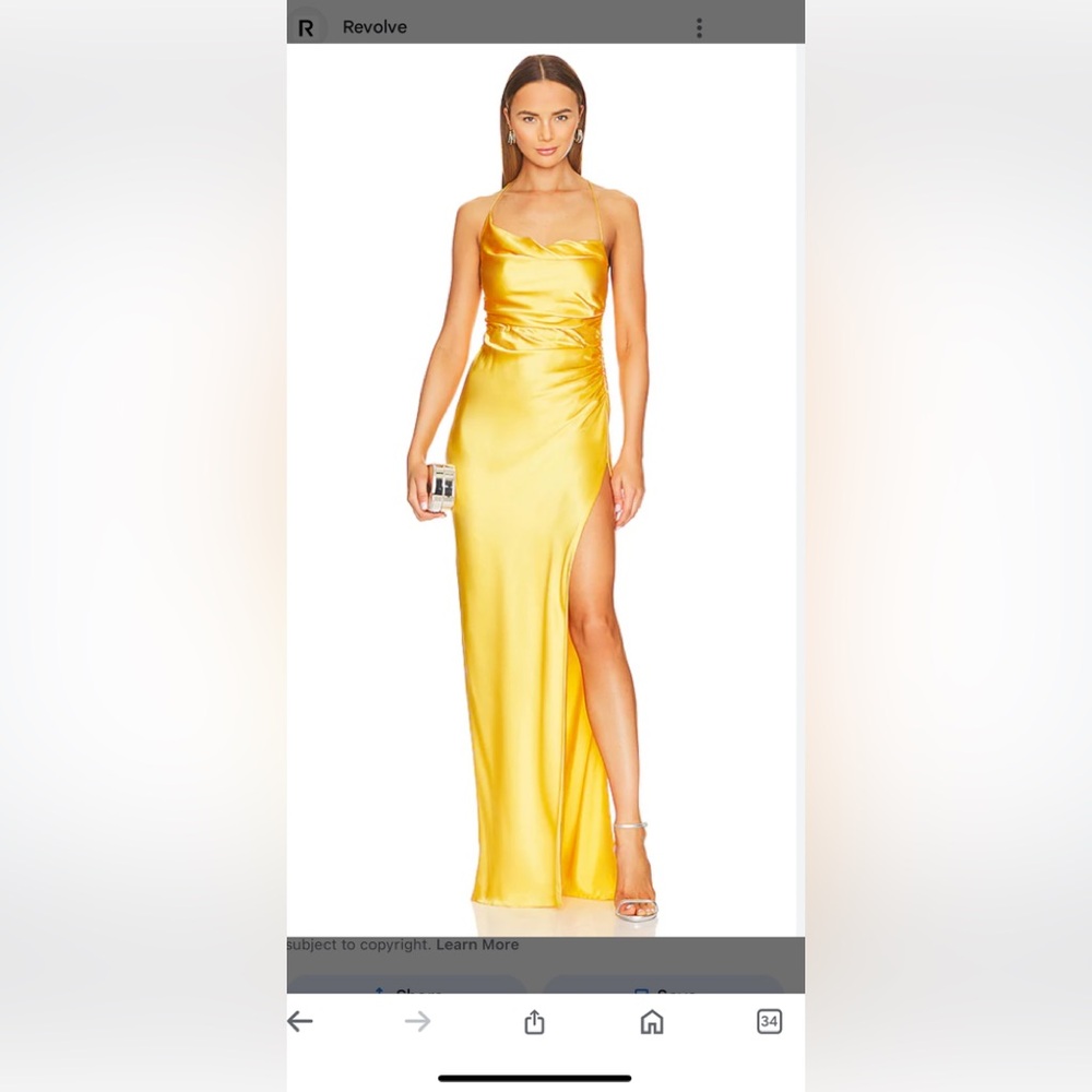 The SEI - Cowl Ruched Gown in Canary yellow color